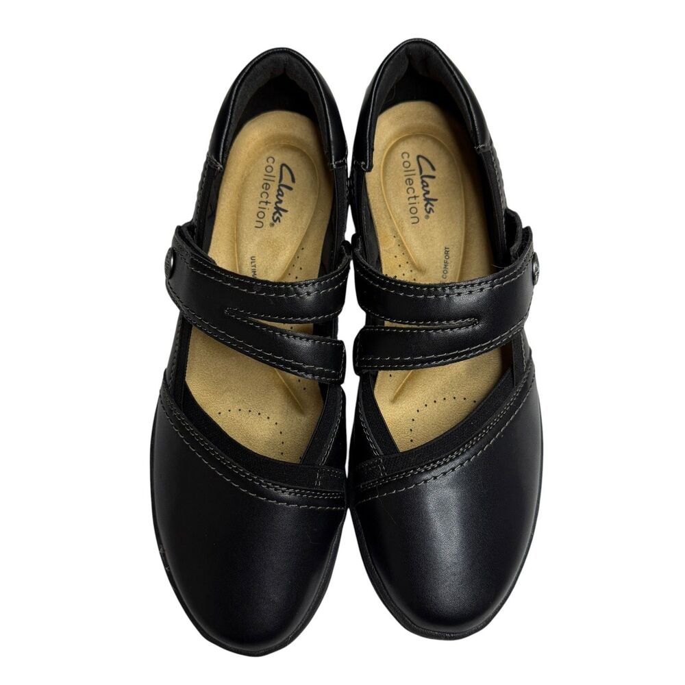 Clarks Collection Bryianne Janey Leather Flat Mary Jane Shoe Black 9 NWOT - Picture 3 of 10